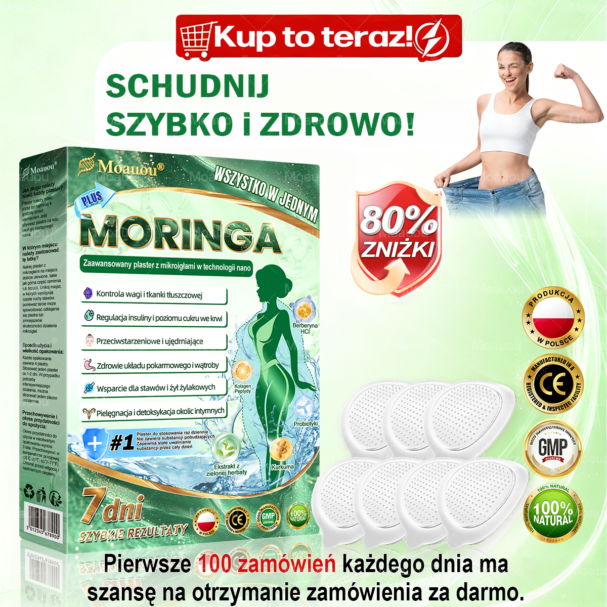 Moauou® Moringa × Berberyna × AMPK 10-w-1 Wsparcie metaboliczne, plaster z nanotechnologią mikroigłową  (Wystarczy raz dziennie, widoczne efekty w 7 dni) ✅ Na otyłość, wiotką skórę, cukrzycę, bezdech senny, problemy ze stawami i wiele innych 🔥