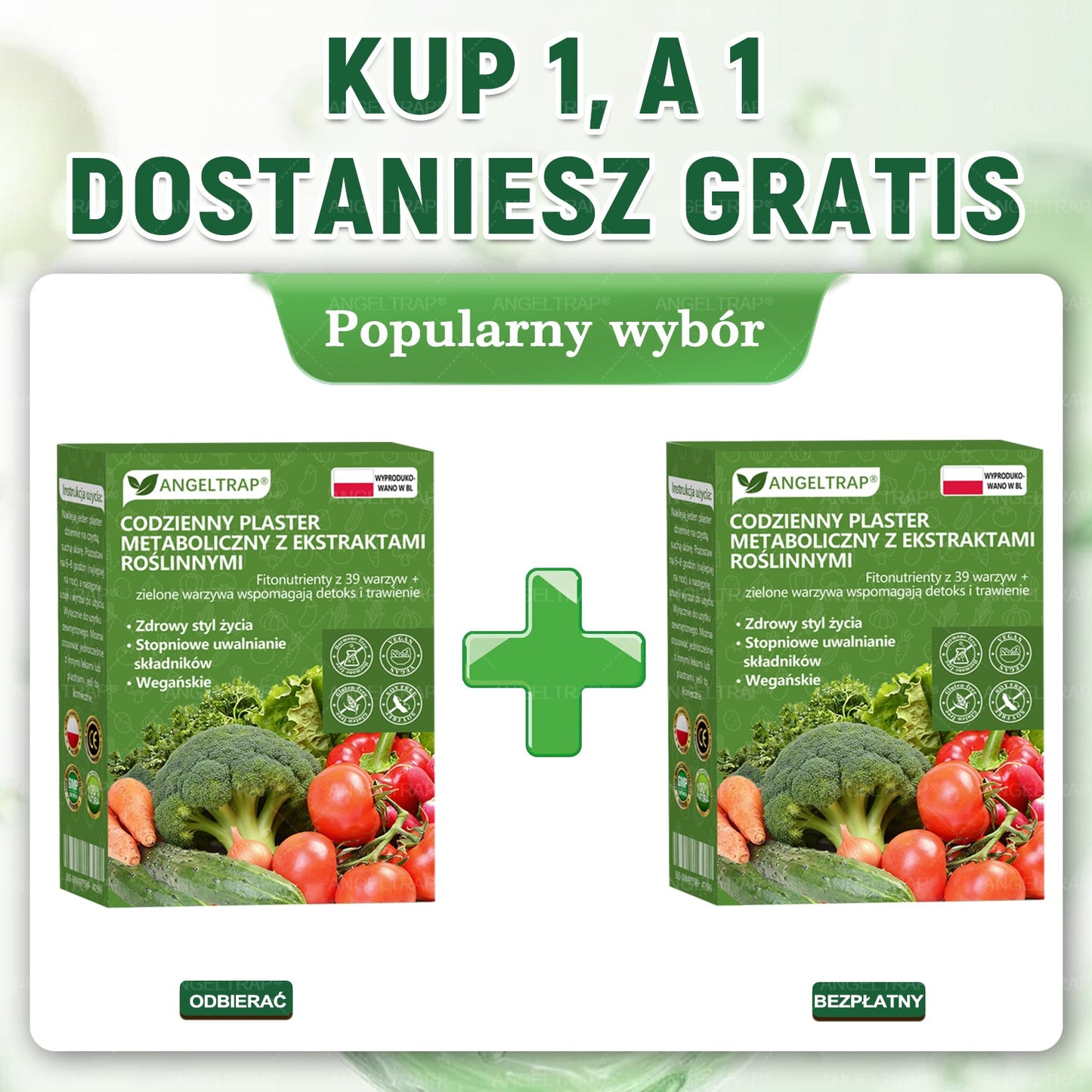 👨‍⚕️Zalecana przez lekarza kombinacja | 🥬𝐴𝑁𝐺𝐸𝐿𝑇𝑅𝐴𝑃® Daily Vegetable Metabolic Patch · 39 Warzyw + Zielonych Roślin · Witaminy A–E · Plaster wspierający metabolizm i detoks