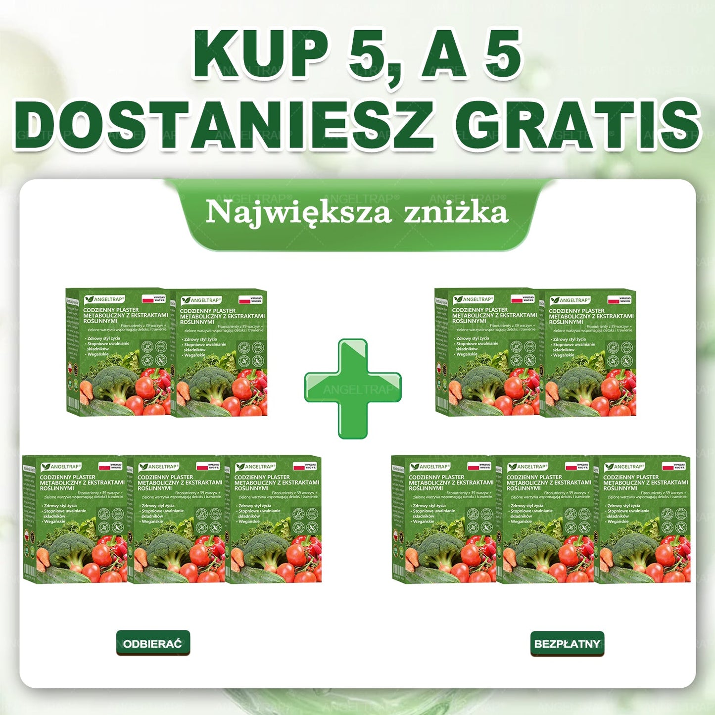 👨‍⚕️Zalecana przez lekarza kombinacja | 🥬𝐴𝑁𝐺𝐸𝐿𝑇𝑅𝐴𝑃® Daily Vegetable Metabolic Patch · 39 Warzyw + Zielonych Roślin · Witaminy A–E · Plaster wspierający metabolizm i detoks